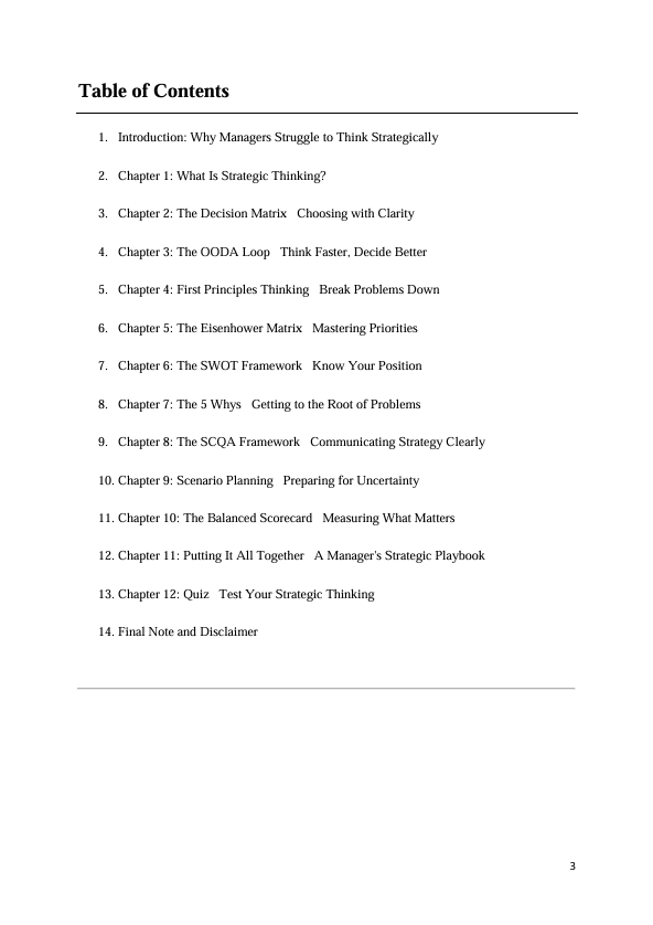 Strategic Thinking for Managers