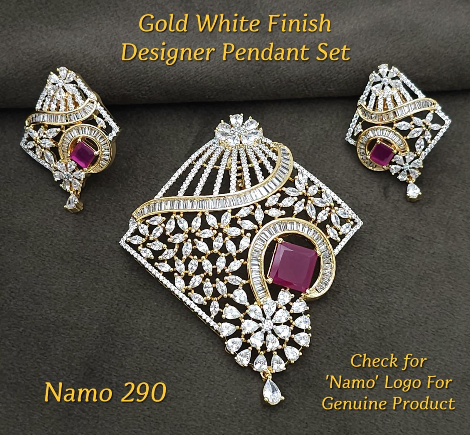 Gold White Finish Designer Pendant Set