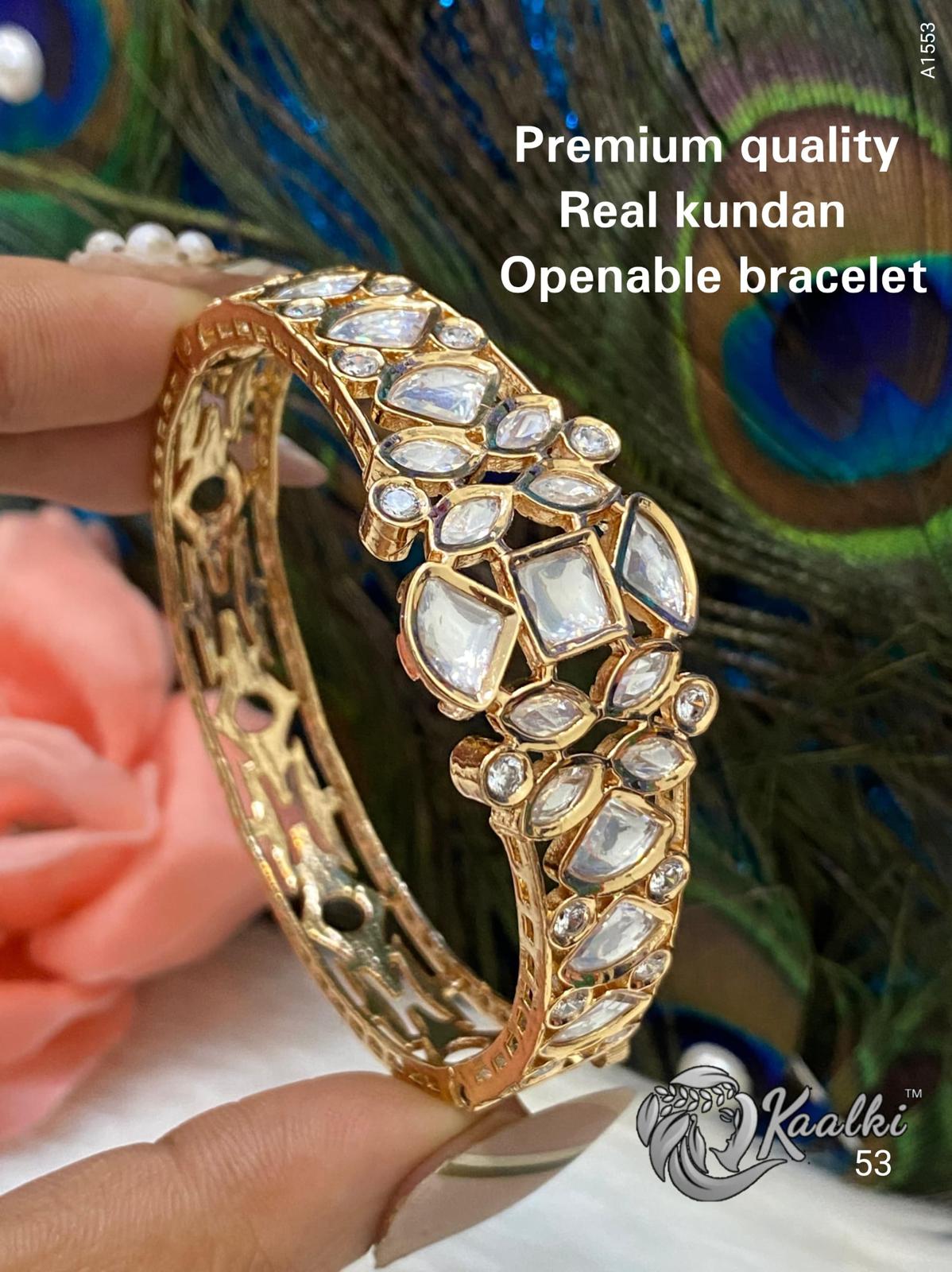 Real Kundan Openable Bracelet