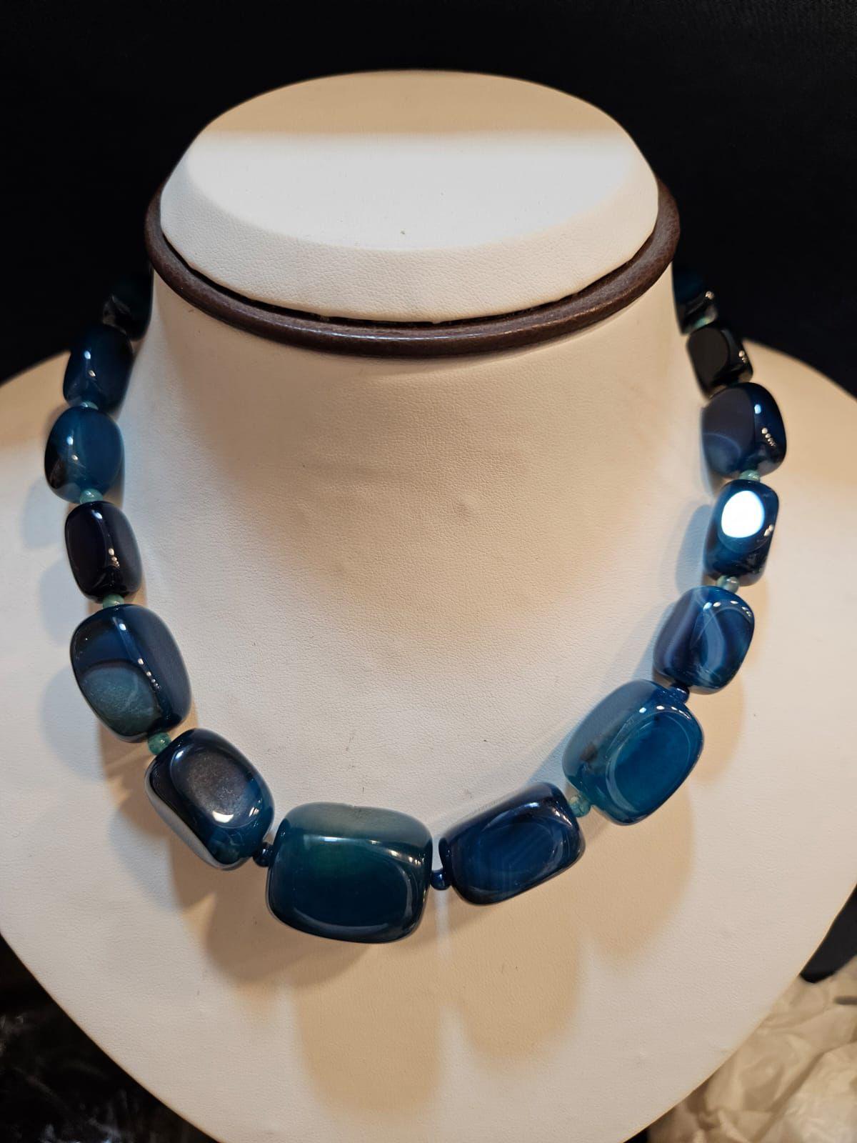 Blue Glass Bead Necklace