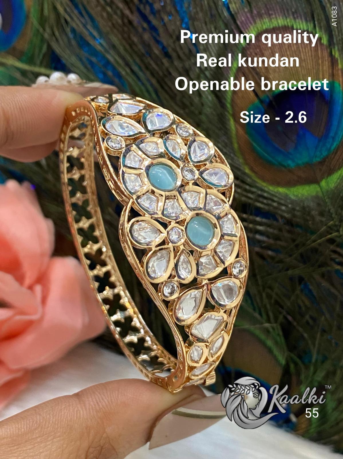 Real Kundan Openable Bracelet