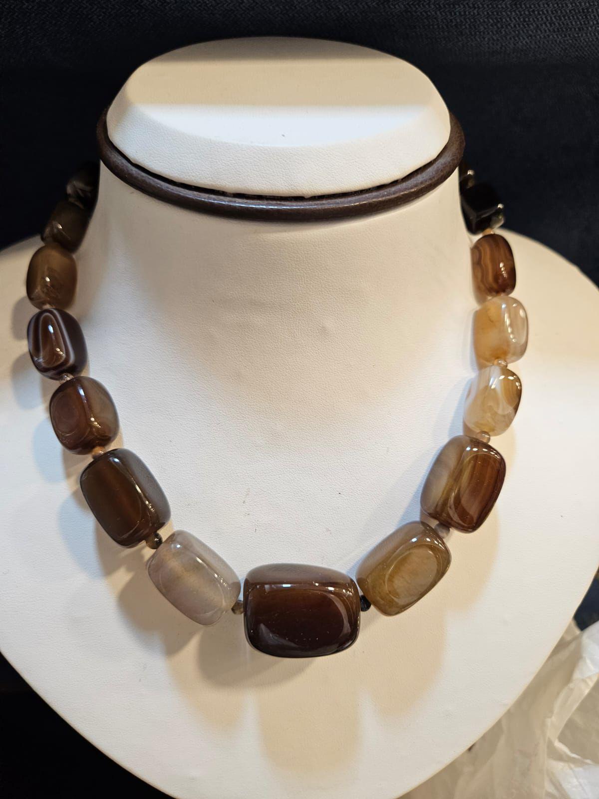 Polished Stone Bead Necklace