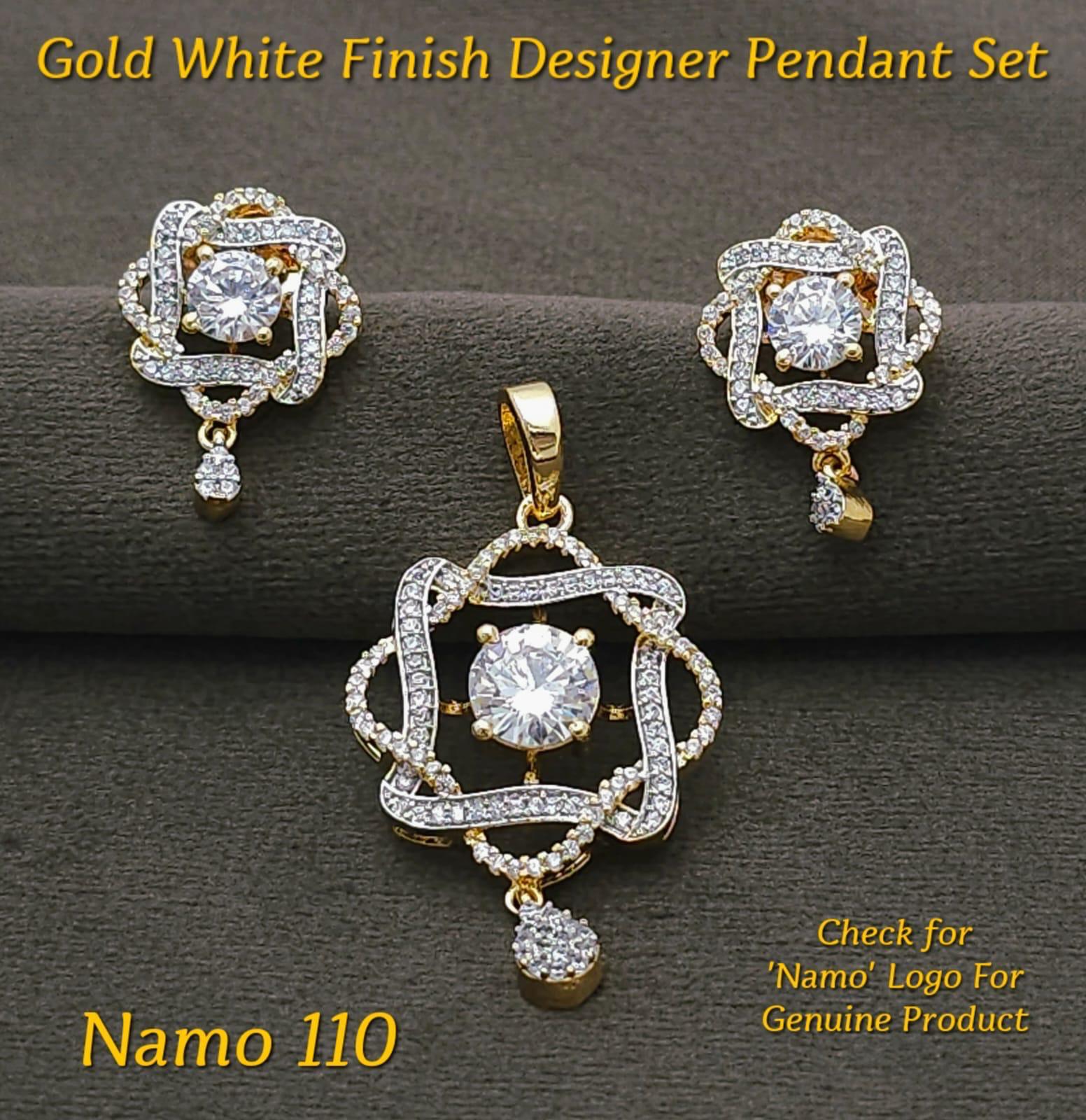 Gold White Finish Designer Pendant Set