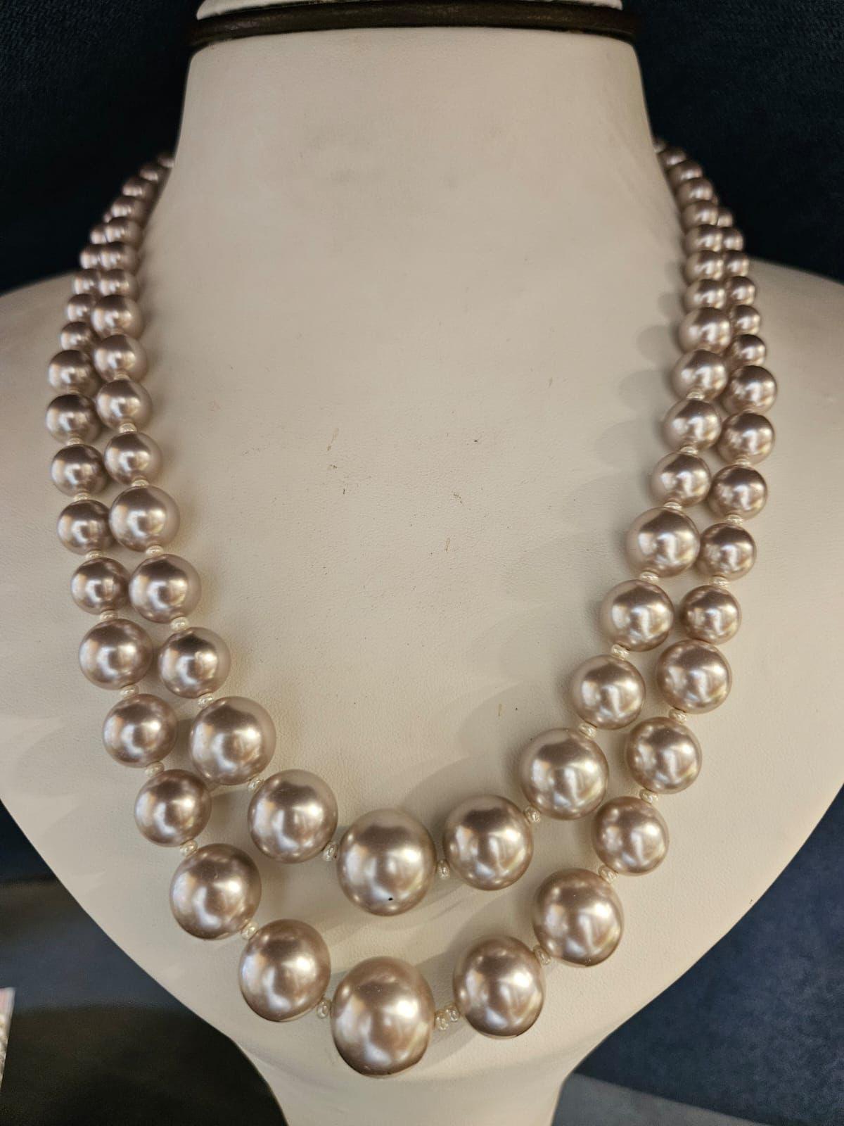 Elegant Double Strand Pearl Necklace