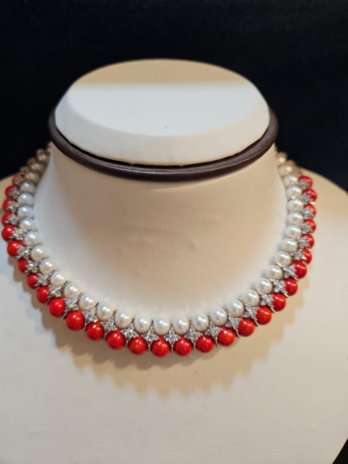 Red and Silver Beaded Necklace