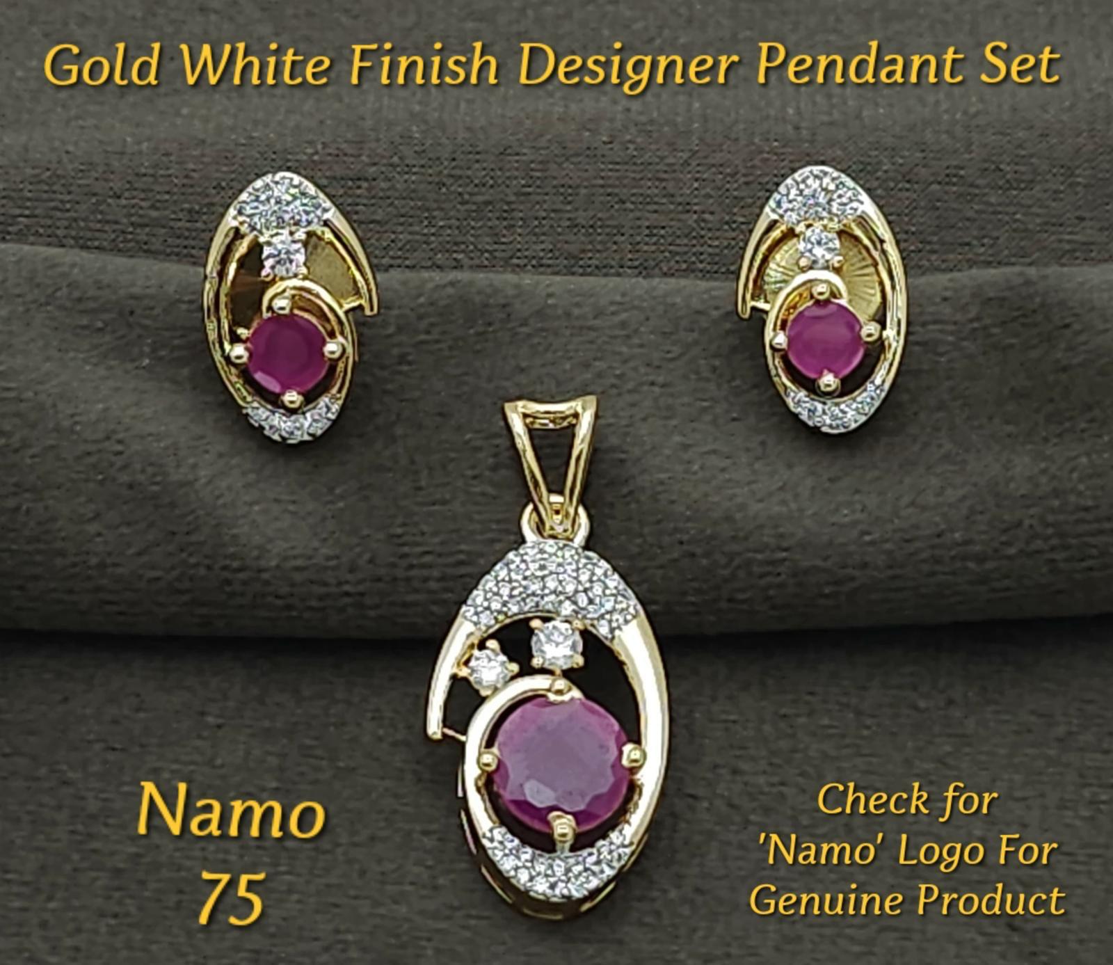 Gold White Finish Designer Pendant Set
