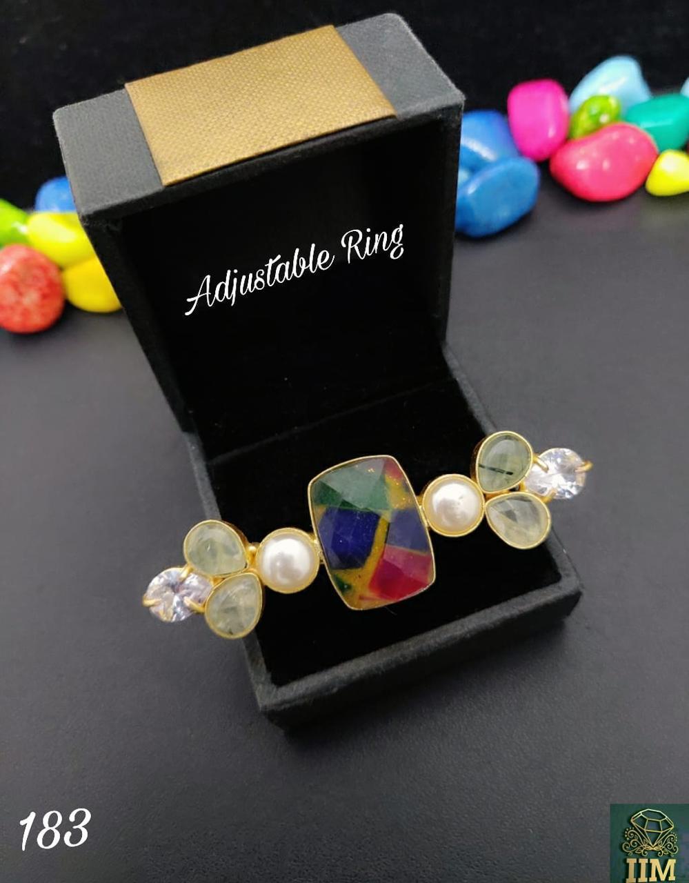 Multicolor Gemstone Adjustable Ring