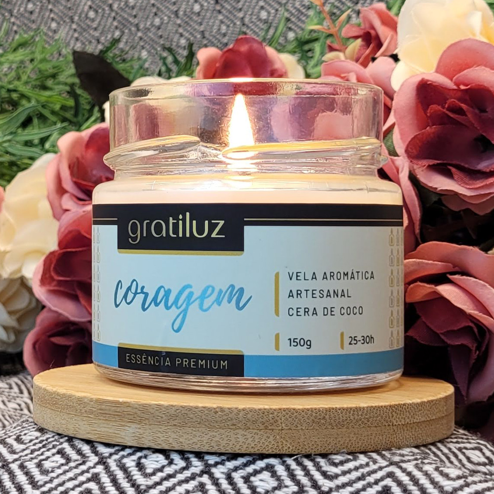 Vela Aromática Coragem – Folhas & Renovação