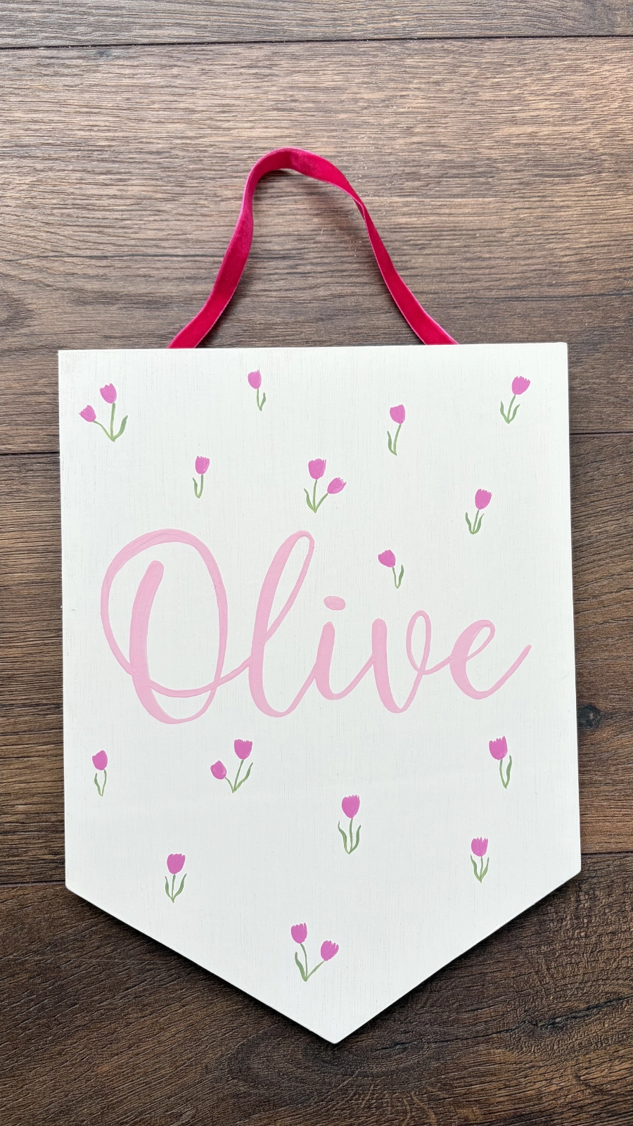 Personalised wooden hanging pennant
