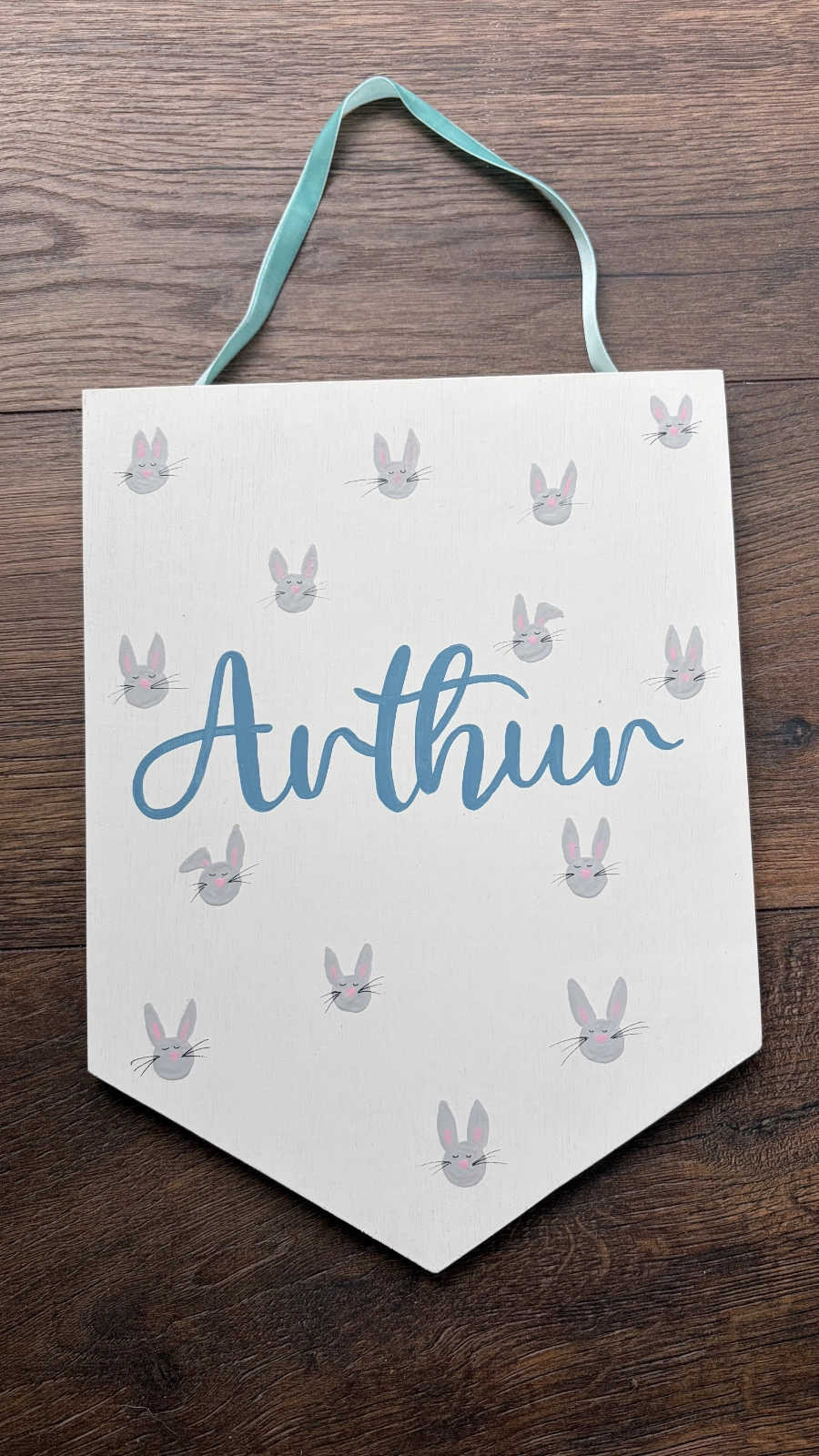 Personalised wooden hanging pennant