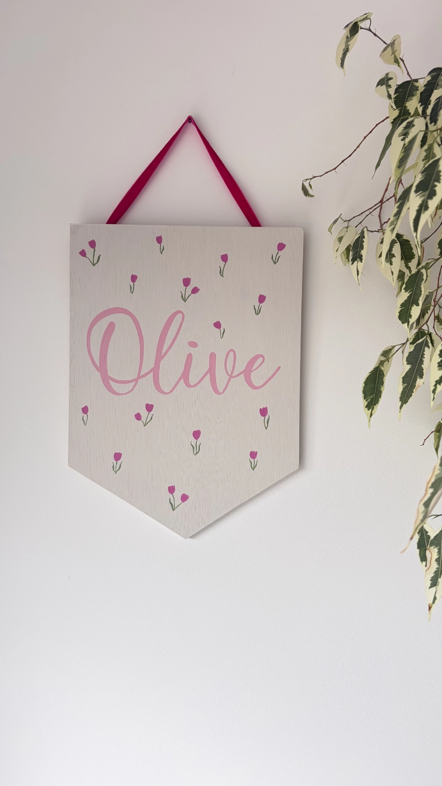 Personalised wooden hanging pennant