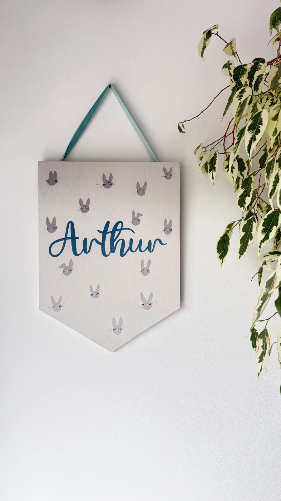 Personalised wooden hanging pennant