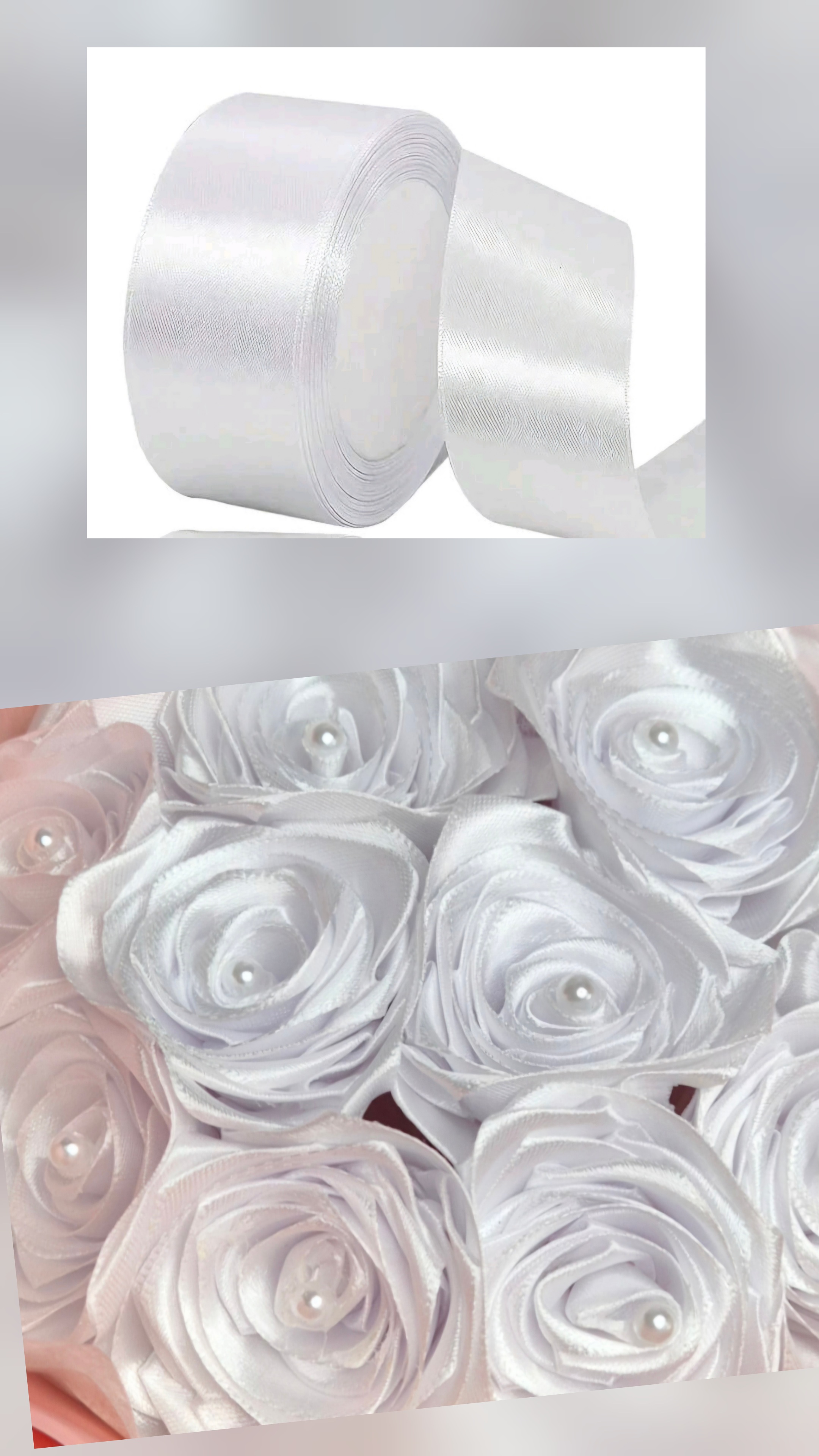 Bouquet de 10 à 50 rose blanche ruban satin