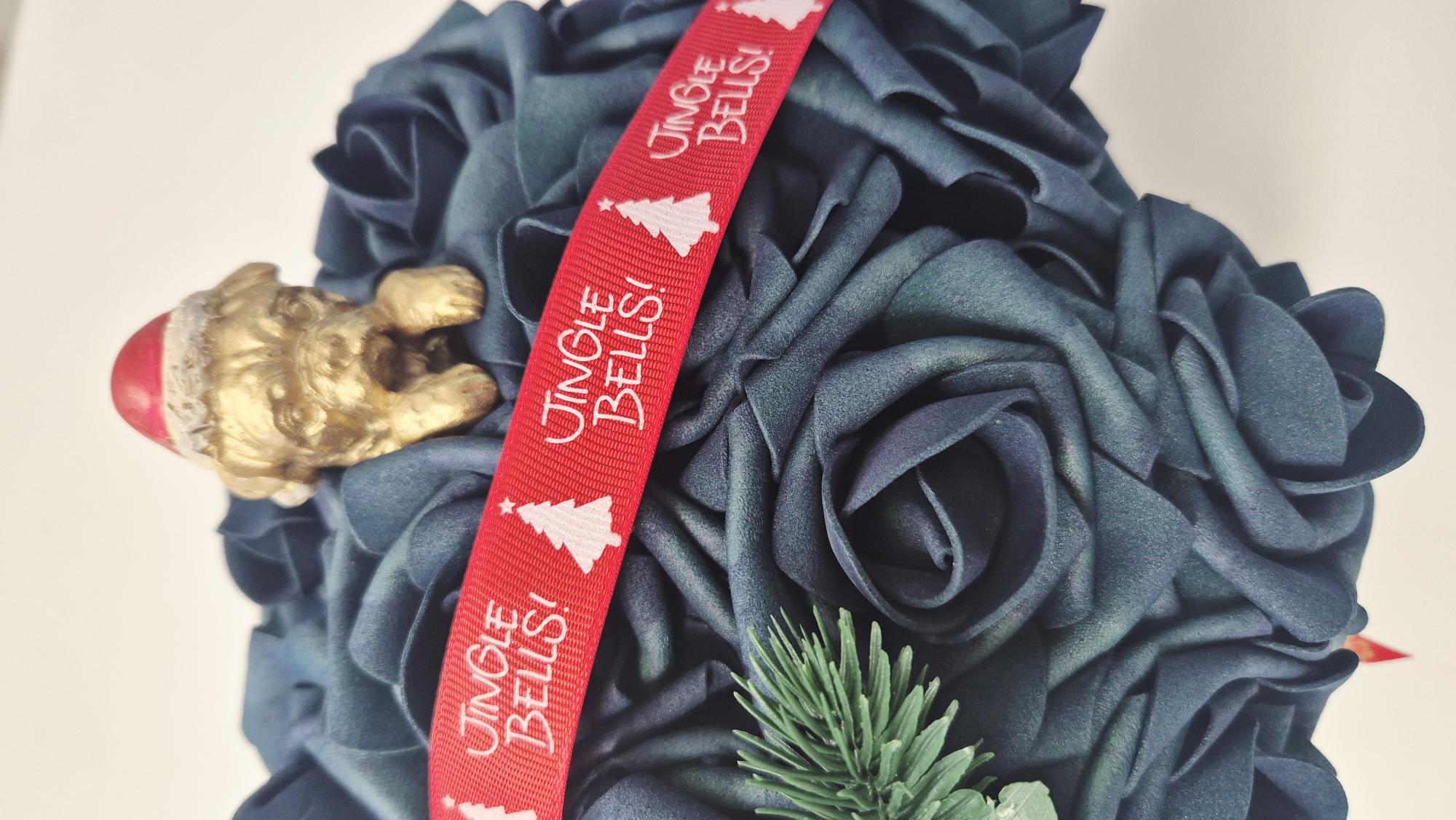 Bouquet de noël 20 rose, vert sapin avec son chien