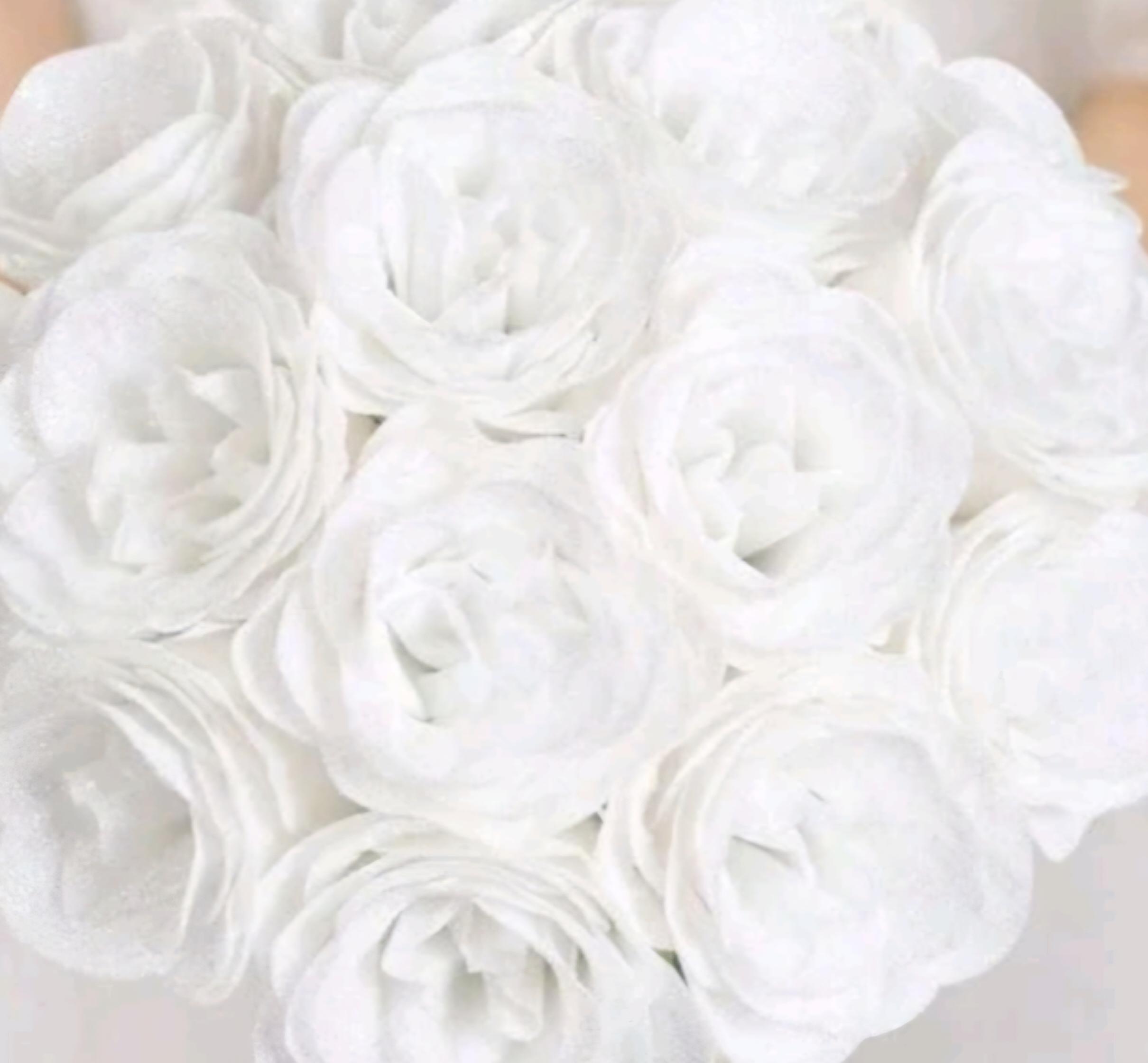 Bouquet de 10 à 50 rose, blanche pailleté, plastifié