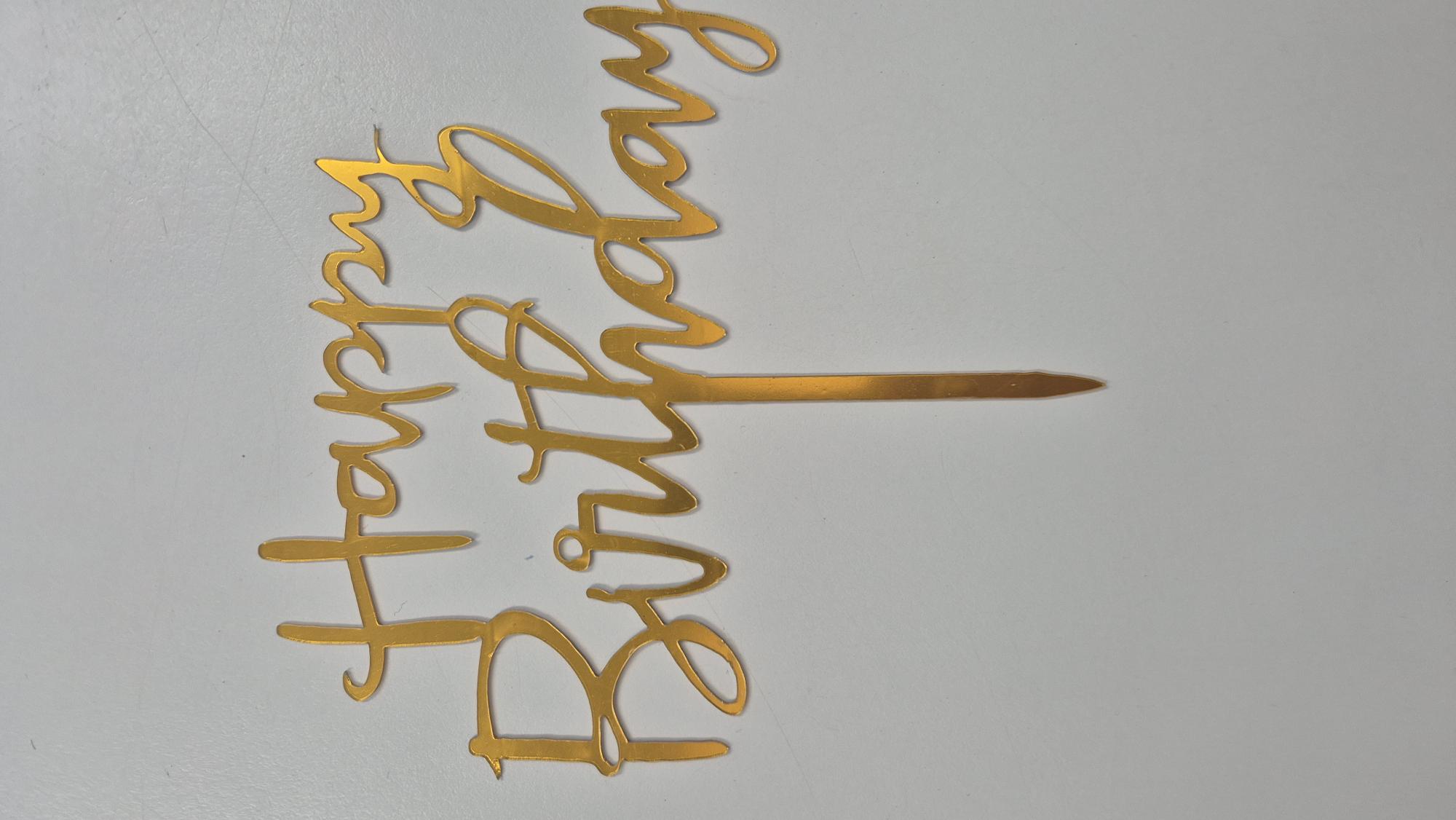 plaquette happy birthday or, noir ou rose 