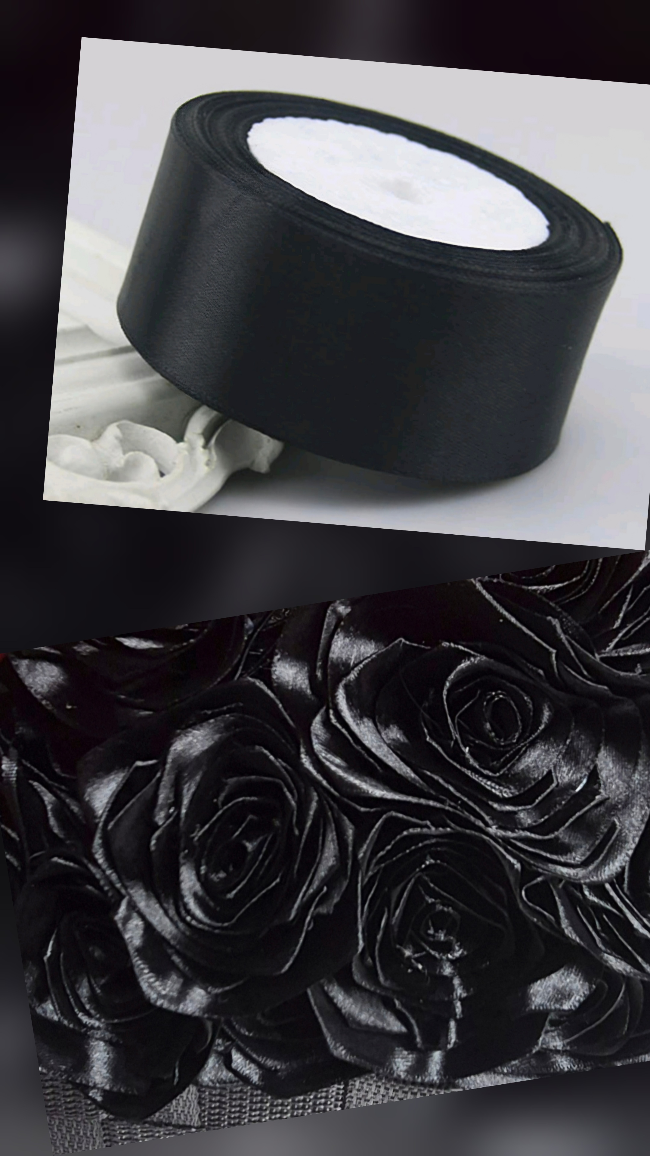 Bouquet de 10 à 50 rose noir ruban satin