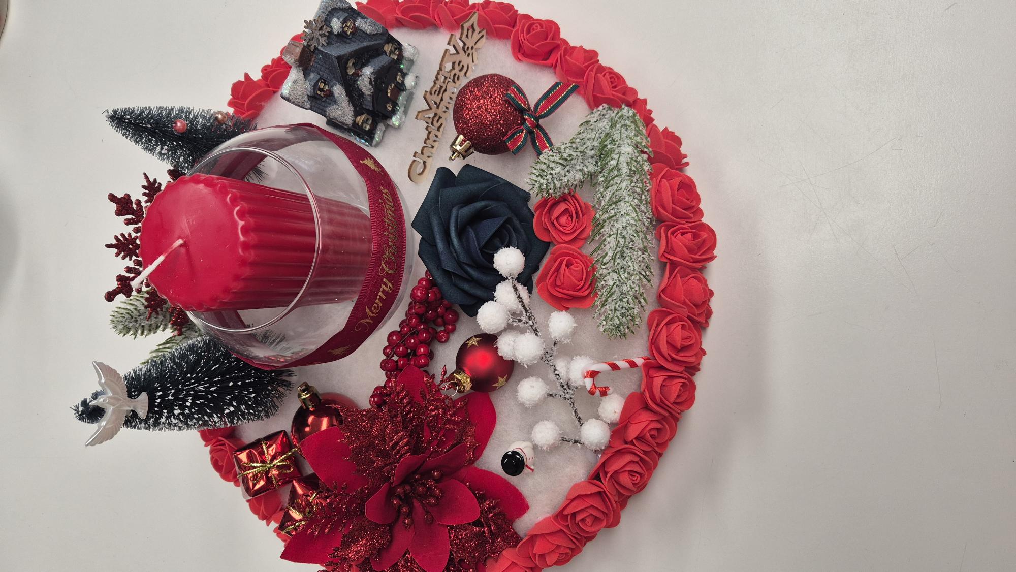 centre de table avec décorations et bougie