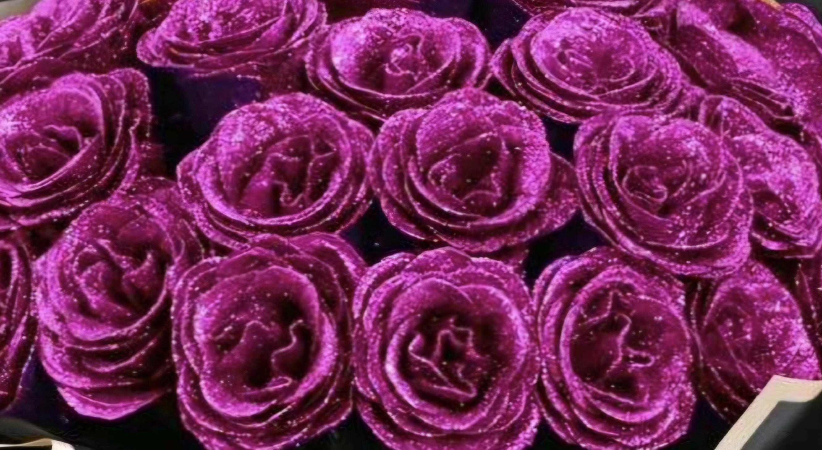 Bouquet de 10 à 50 rose, rose vif pailleté, plastifié