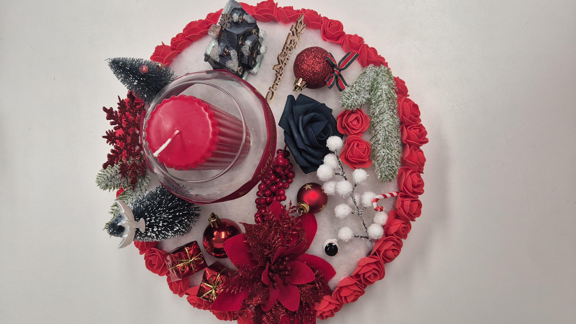 centre de table avec décorations et bougie