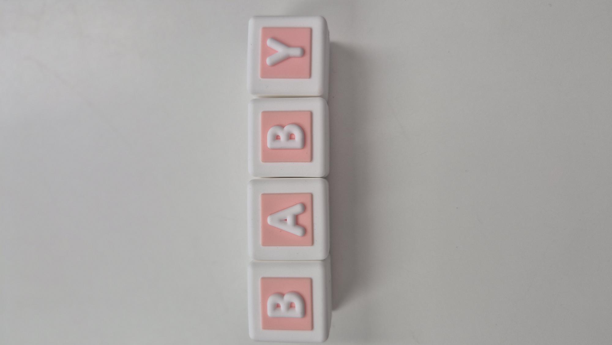 cube écriture baby rose