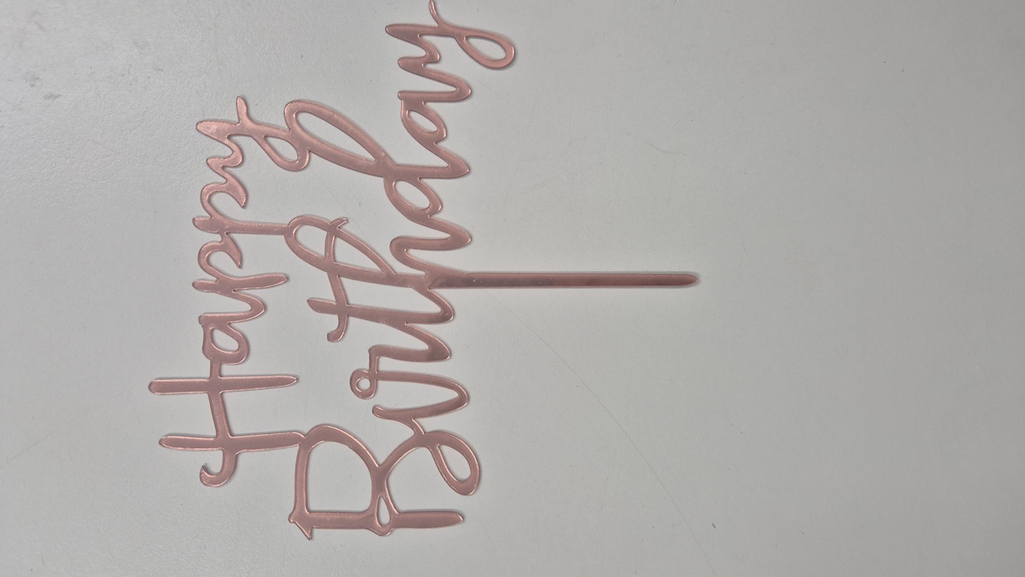 plaquette happy birthday or, noir ou rose 