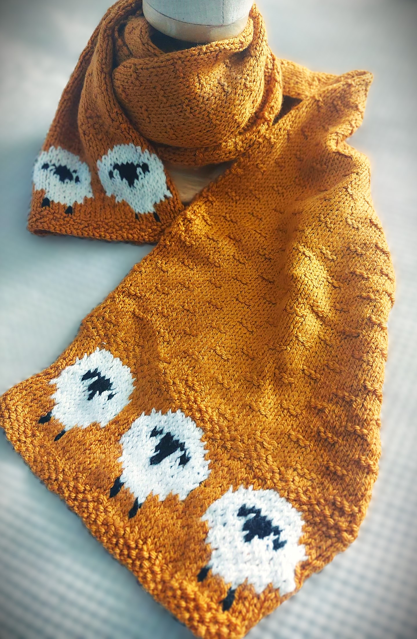 Textured Sheep Scarf Knitting Pattern