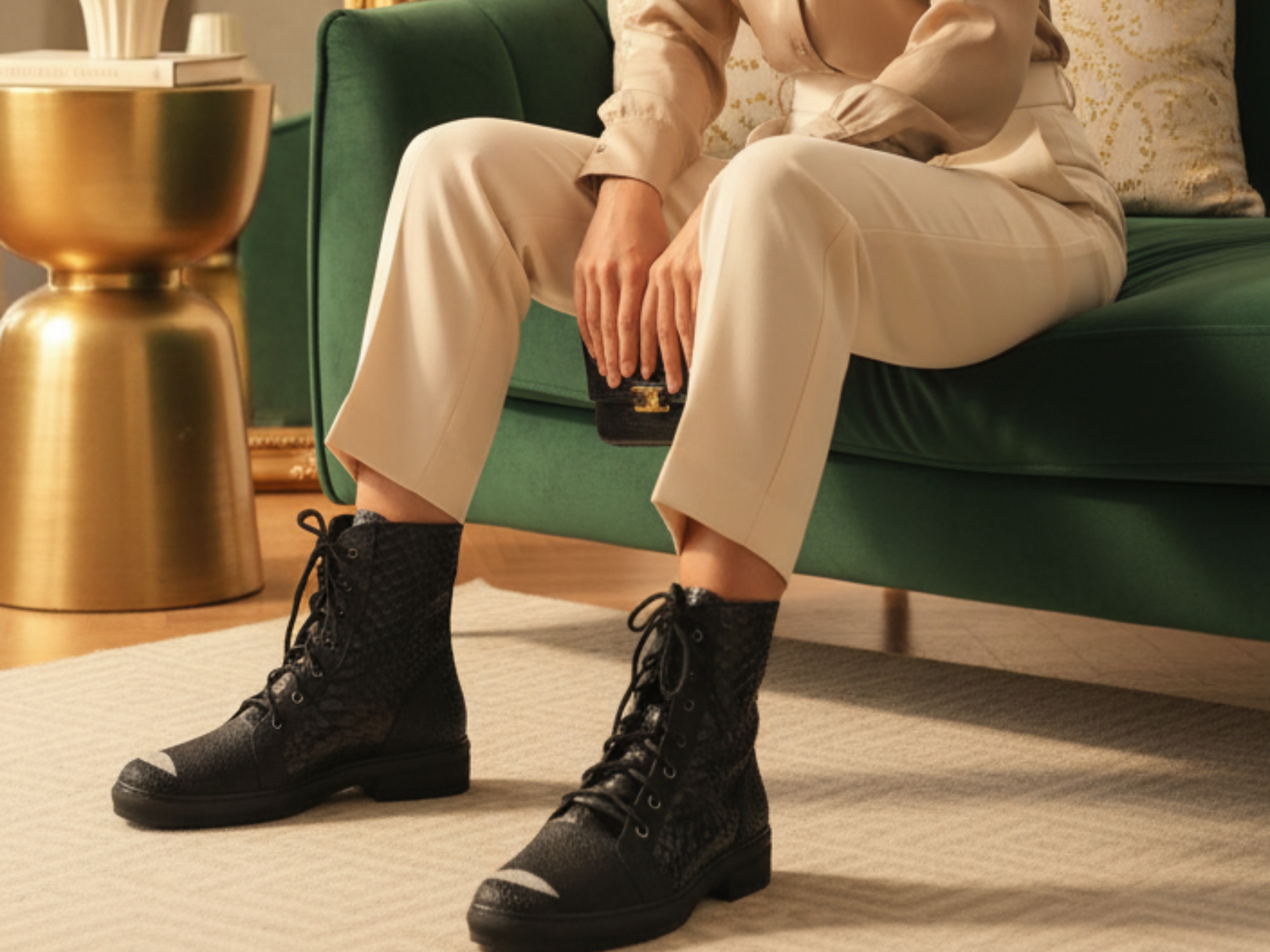 Black Exotic Unisex Combat Boots