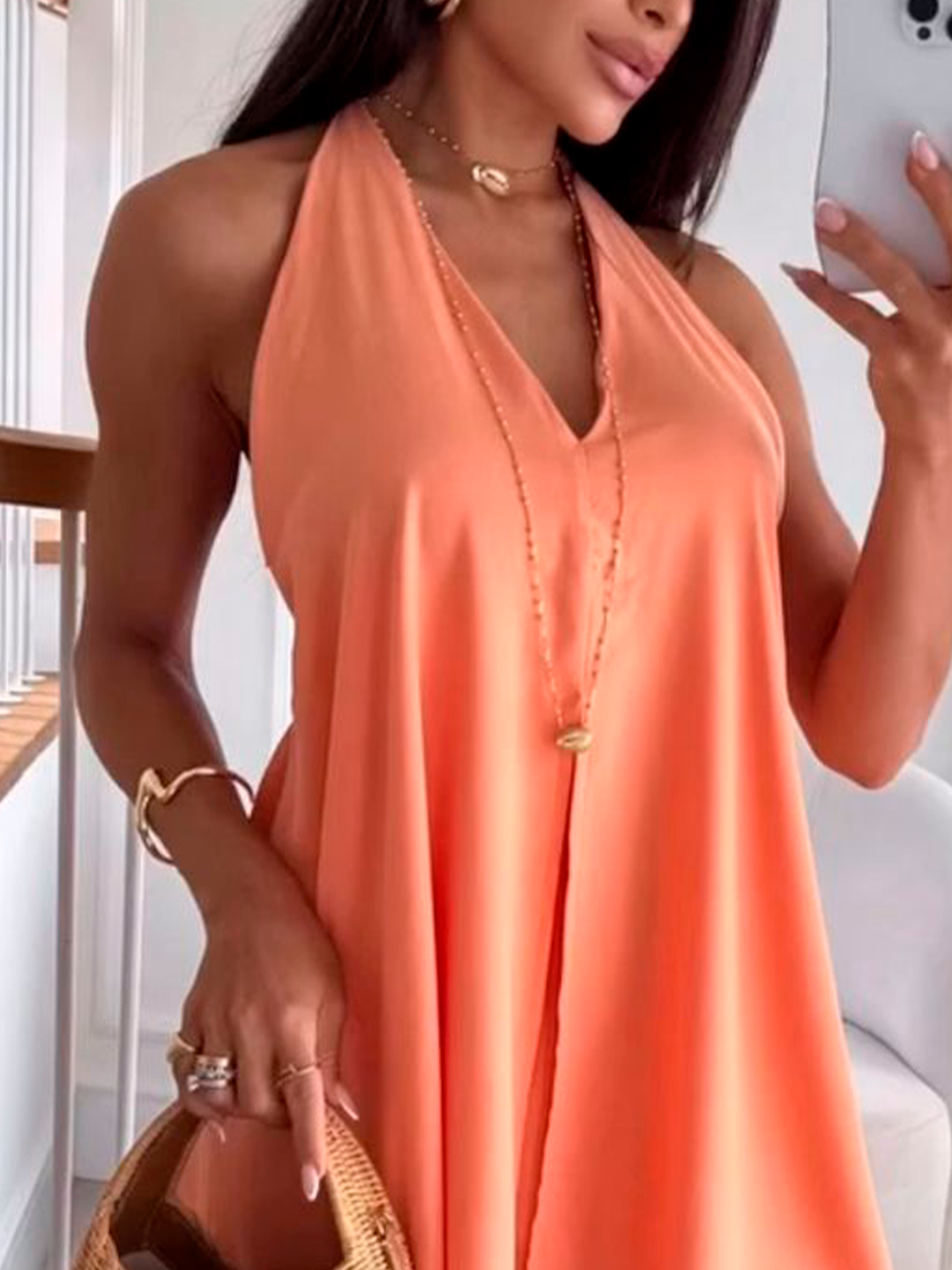 Macaquinho Curto Laranja Halter