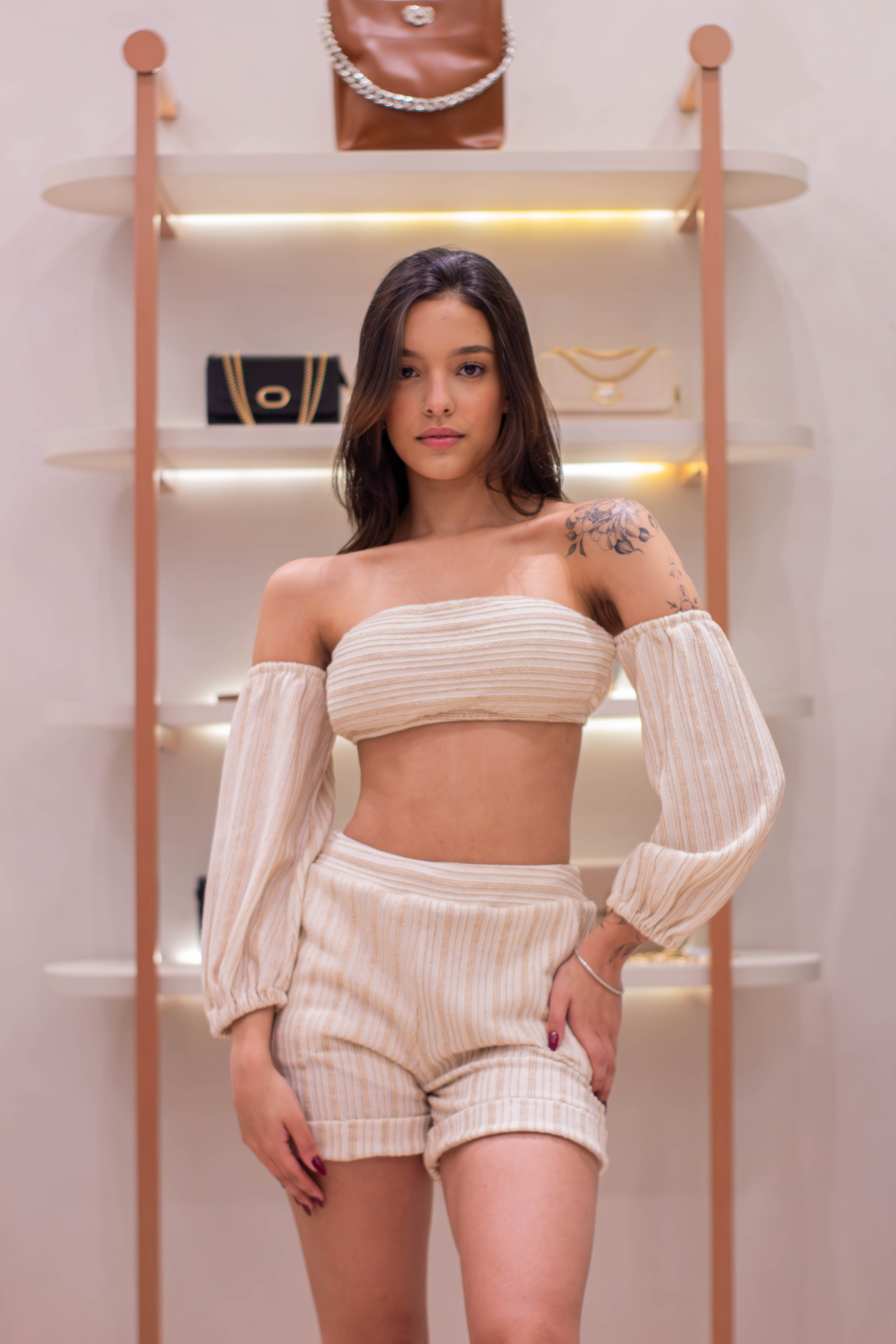 Conjunto feminino listrado