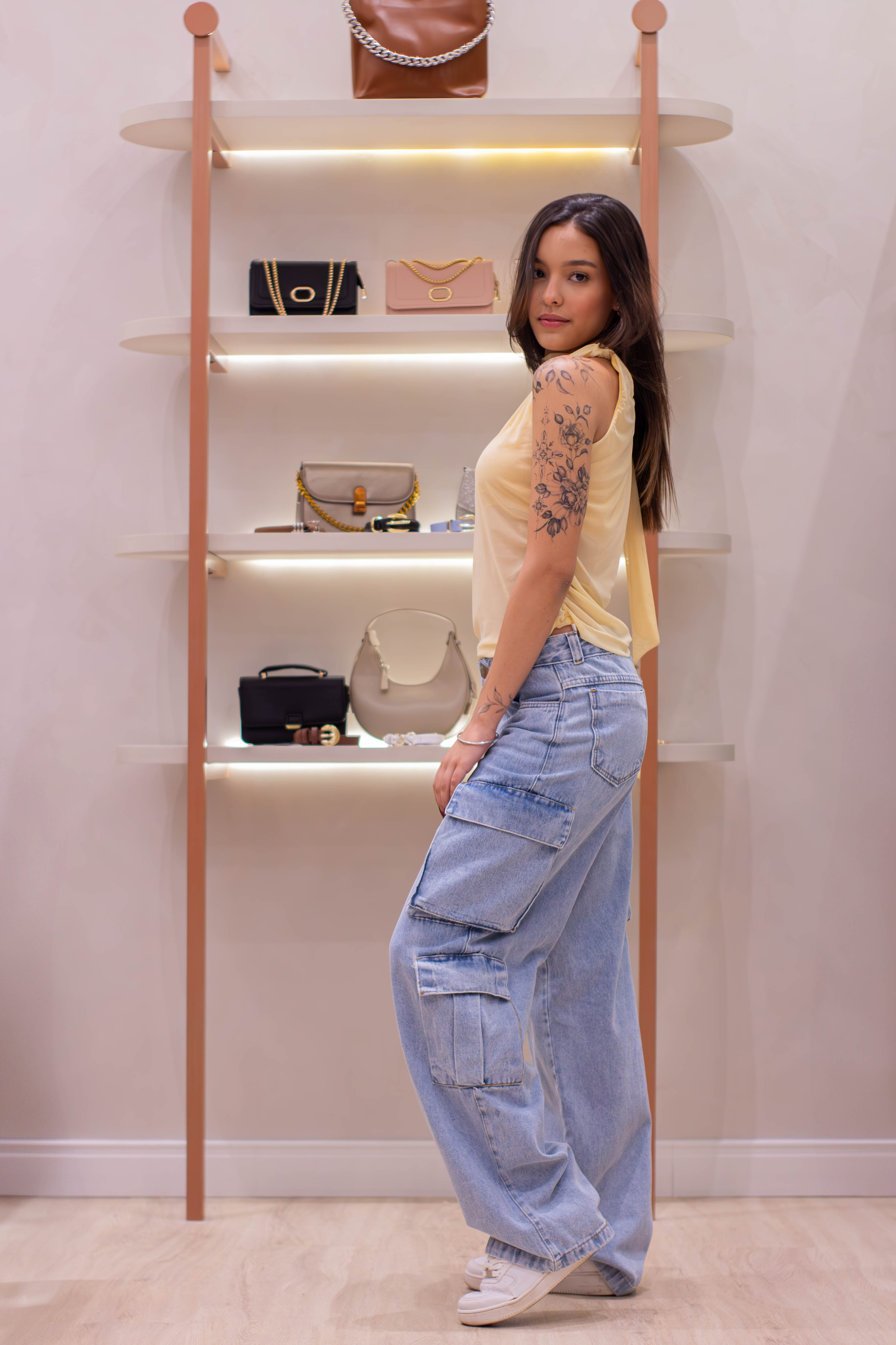 Calça Jeans Cargo Feminina