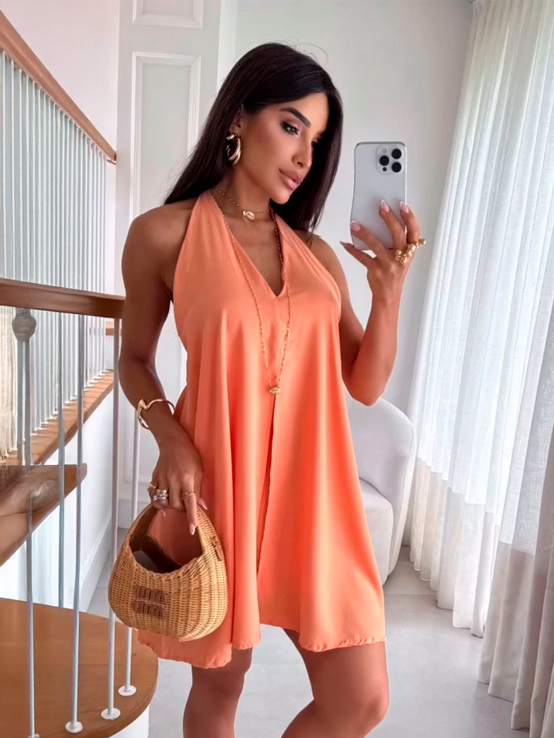 Macaquinho Curto Laranja Halter