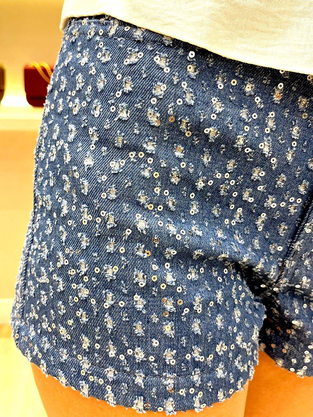 Short jeans floral feminino