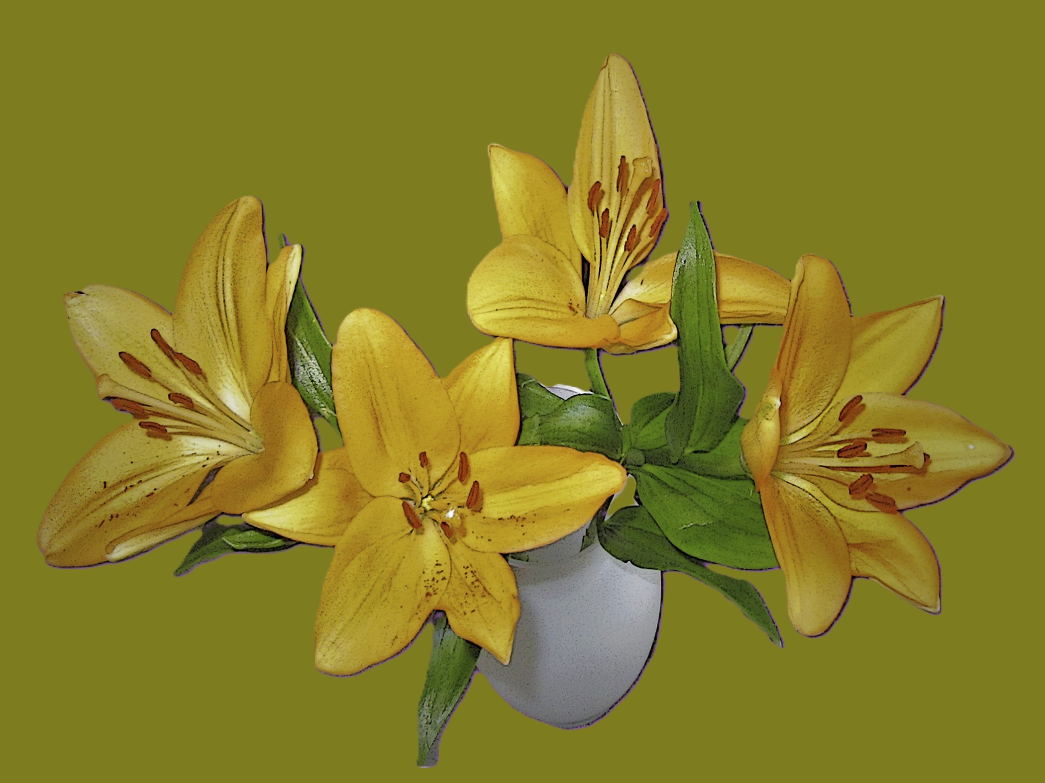Yellow Lily Bouquet Floral Greeting Card