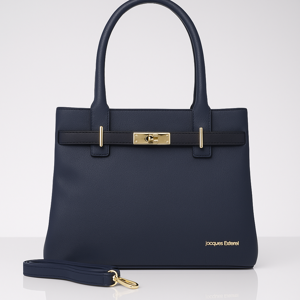 Jacques Esterel Navy Leather Handbag