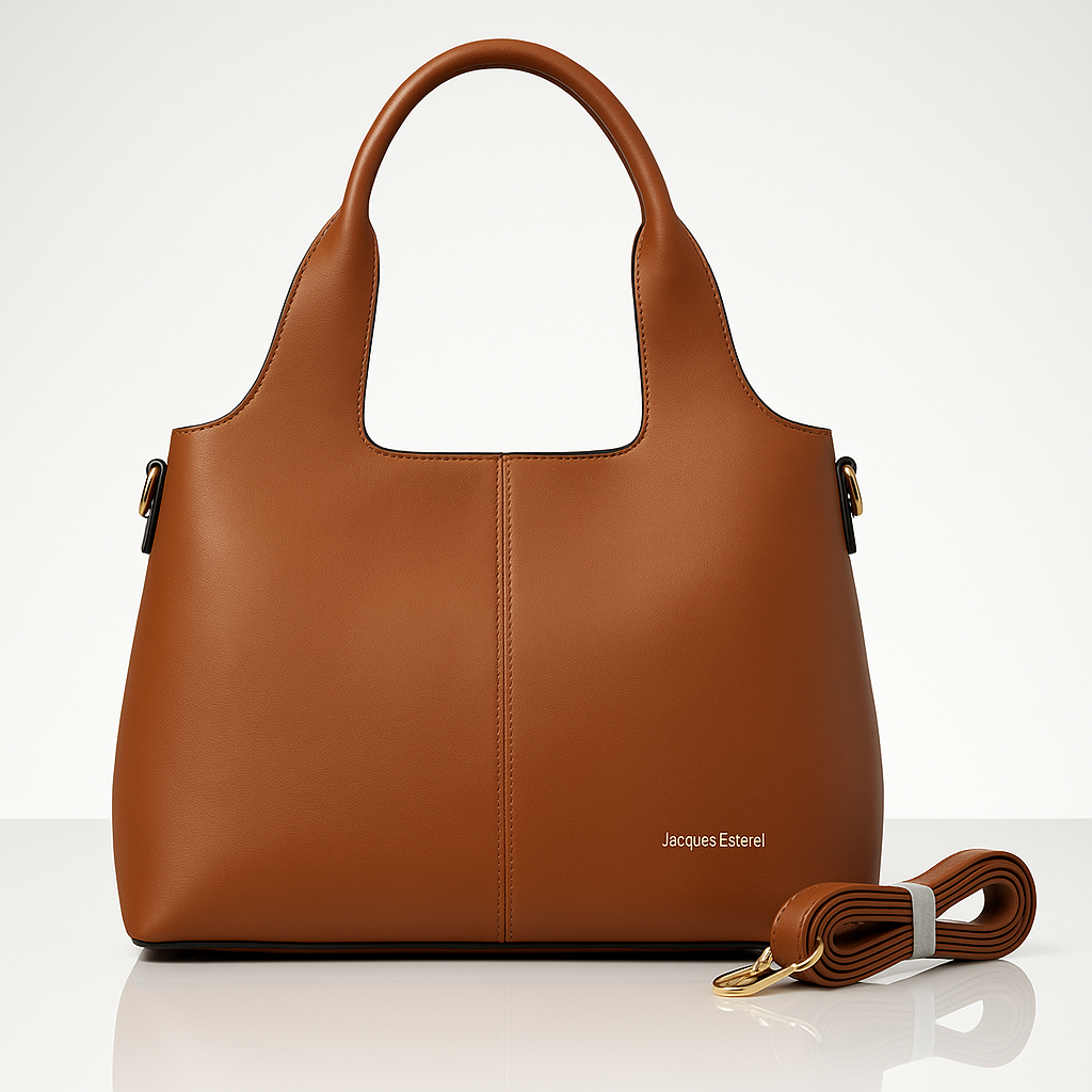 Jacques Esterel Brown Leather Tote Handbag