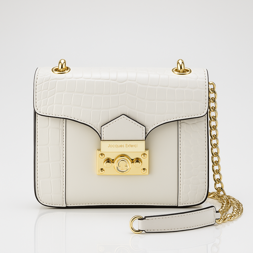 Jacques Esterel White Croc-Embossed Handbag