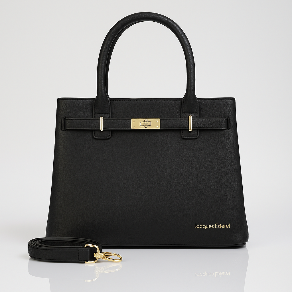 Jacques Esterel Black Leather Handbag
