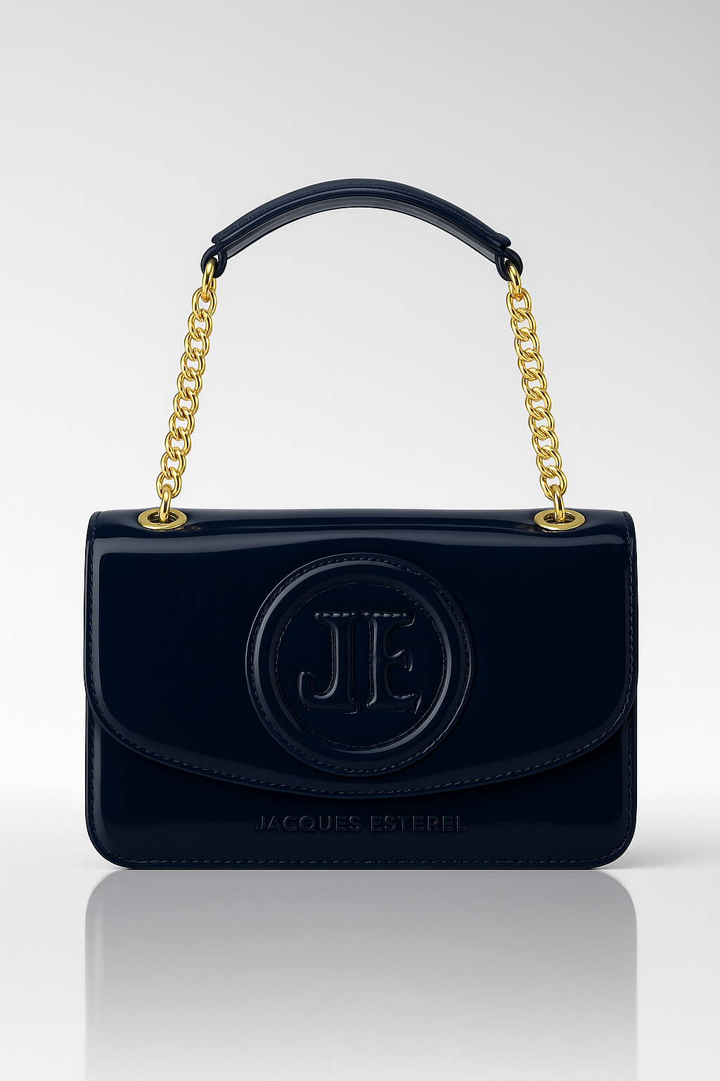 Jacques Esterel Navy Patent Leather Shoulder Bag