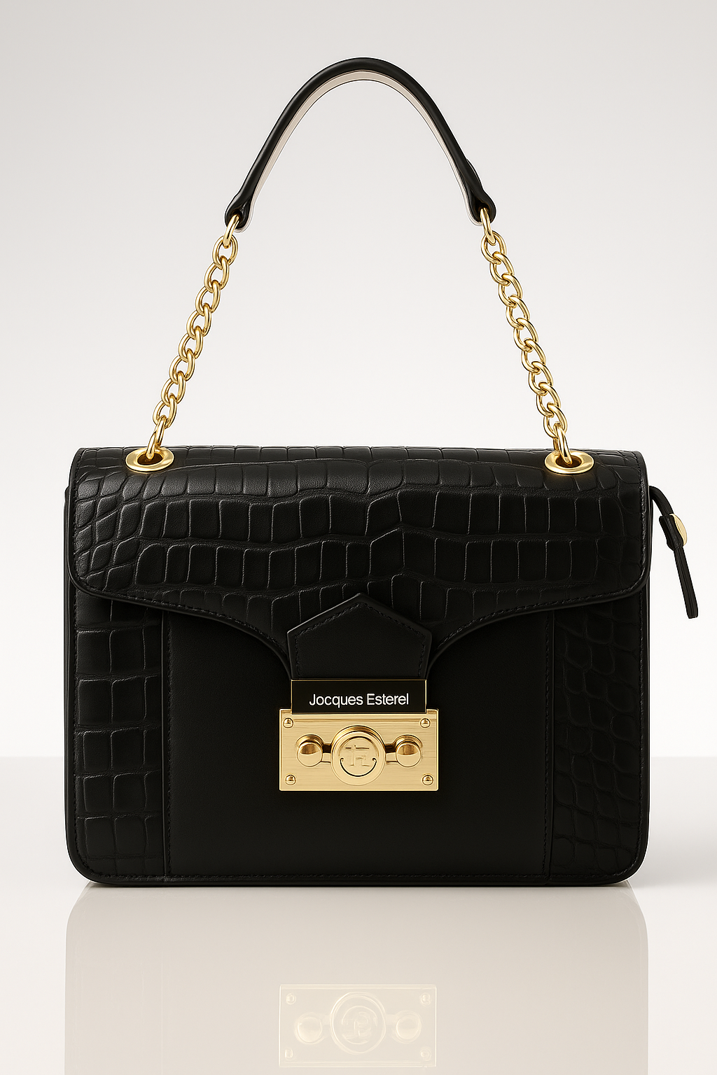 Jacques Esterel Black Croc-Embossed Handbag