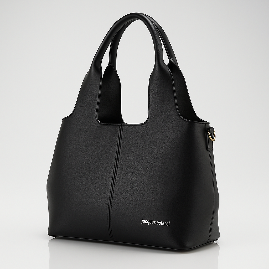 Jacques Esterel Black Leather Tote Handbag