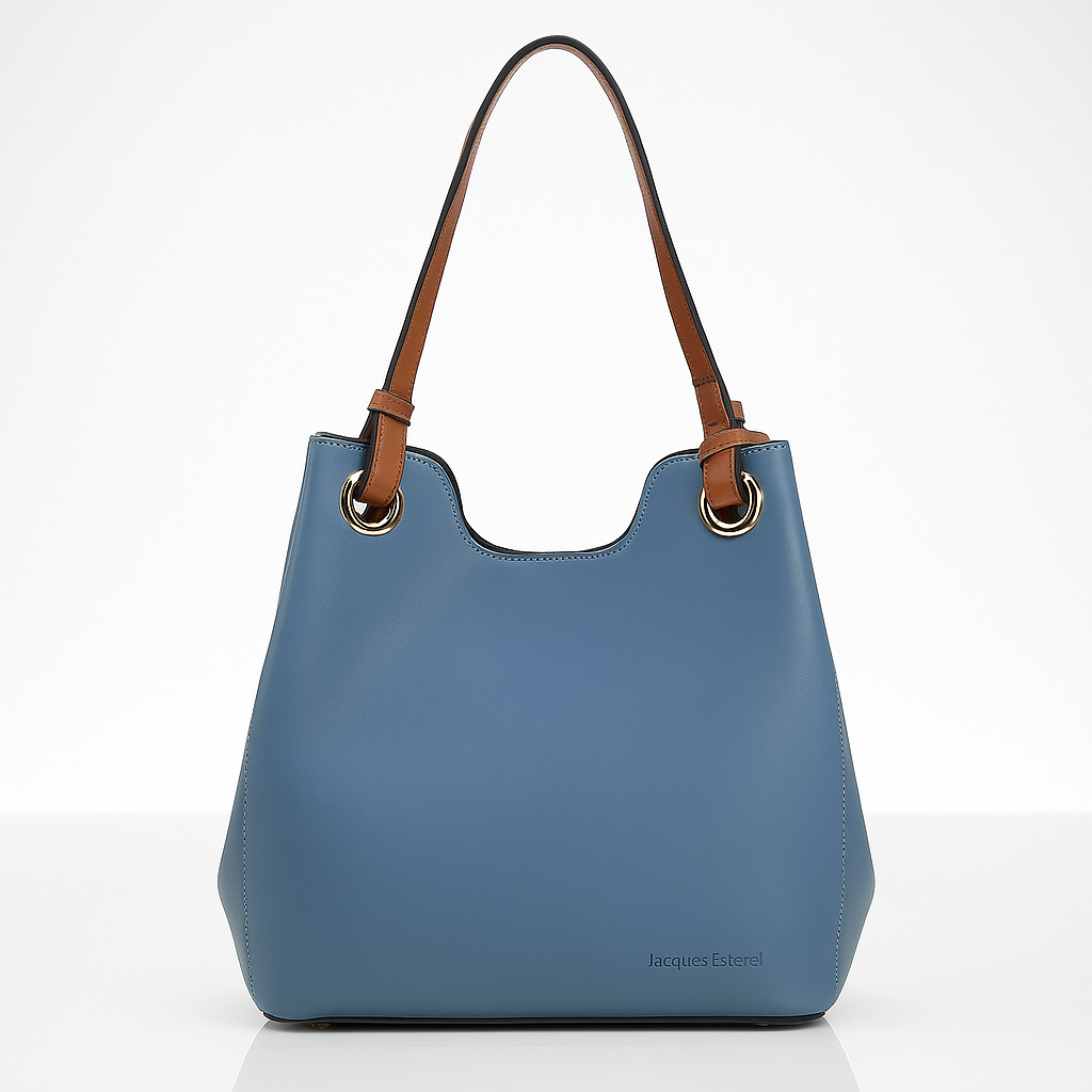 Jacques Esterel Blue Leather Tote Bag