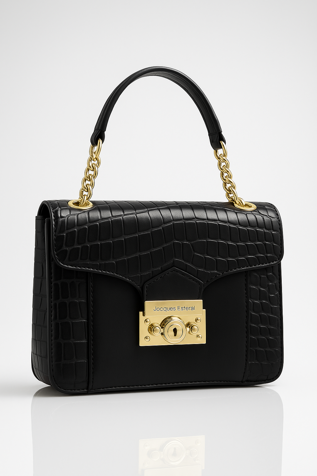Jacques Esterel Black Croc-Embossed Handbag