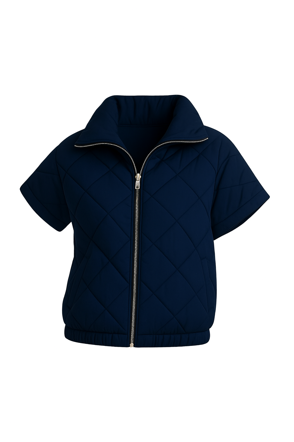 Navy Quilted Short Sleeve Jacket