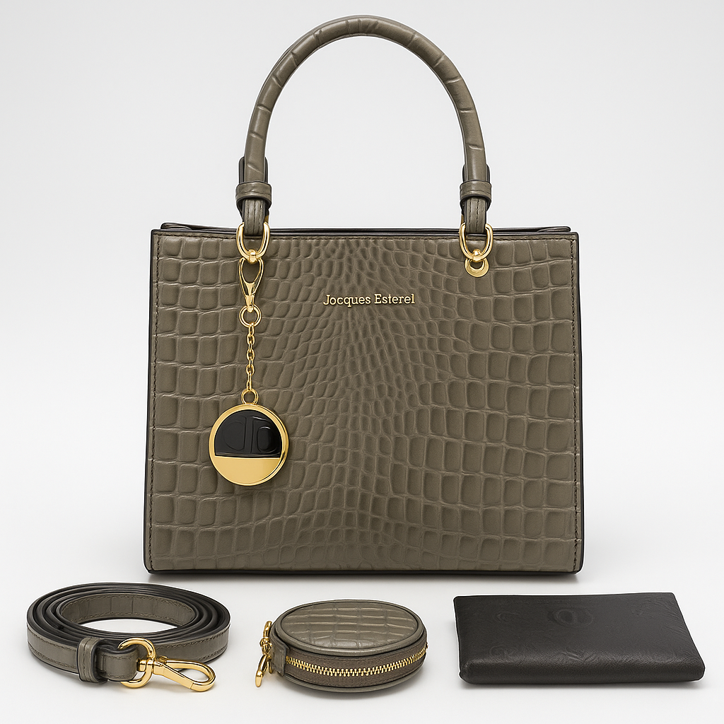 Jacques Esterel Silver Croc-Embossed Handbag