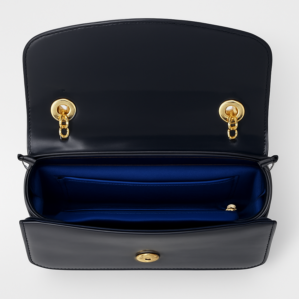 Jacques Esterel Navy Patent Leather Shoulder Bag