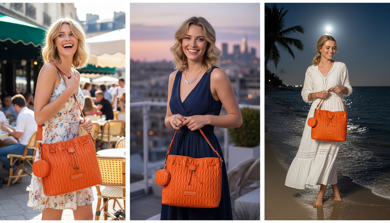 Jacques Esterel Quilted Orange Shoulder Bag