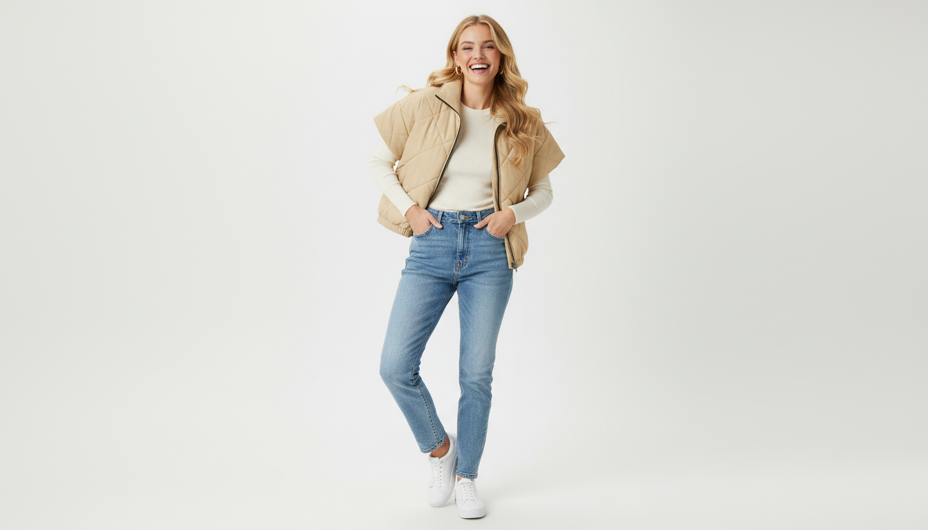 Beige Quilted Short Sleeve Jacket