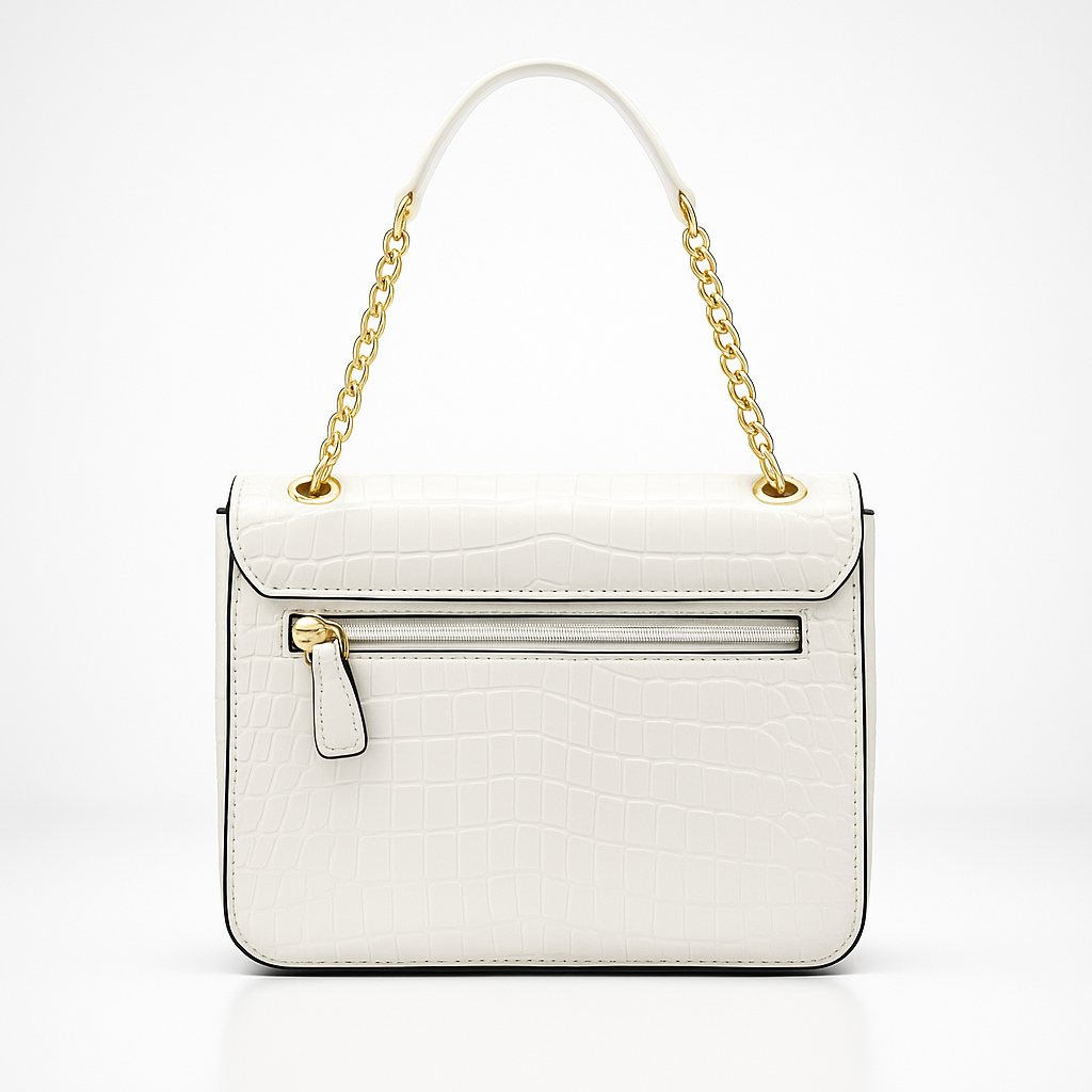 Jacques Esterel White Croc-Embossed Handbag