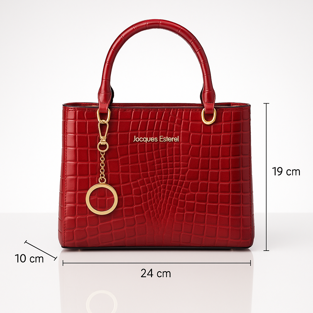 Jacques Esterel Burgundy Croc-Embossed Handbag